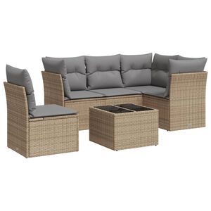 vidaXL Salon de jardin avec coussins 6 pcs beige r&eacute;sine tress&eacute;e