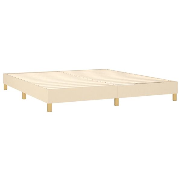 vidaXL Sommier &agrave; lattes de lit avec matelas Cr&egrave;me 180x200 cm Tissu