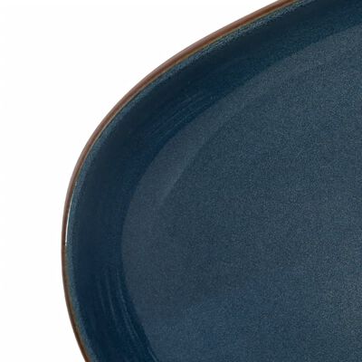 vidaXL Vasque à poser marron et bleu ovale 59x40x14 cm céramique