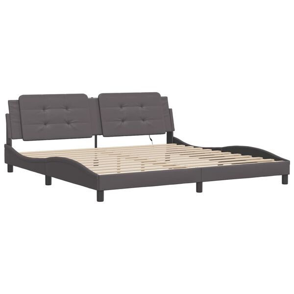 vidaXL Cadre de lit avec LED sans matelas Zadar gris 200x200 cm
