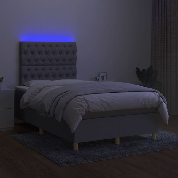 vidaXL Sommier &agrave; lattes de lit matelas et LED Gris clair 120x200 cm