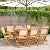 vidaXL Chaises de jardin pliantes lot de 8 beige tissu et bois massif