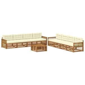 vidaXL Ensemble de canap&eacute;s d'ext&eacute;rieur 9 pc Naturel et Cr&egrave;me