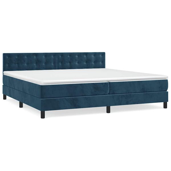 vidaXL Sommier &agrave; lattes de lit et matelas Bleu fonc&eacute; 200x200cm Velours