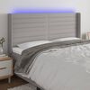 vidaXL T&ecirc;te de lit &agrave; LED Gris clair 163x16x118/128 cm Tissu