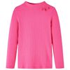 T-shirt enfants &agrave; manches longues tricot c&ocirc;tel&eacute; rose vif 92