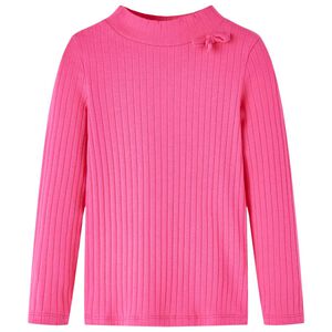 T-shirt enfants &agrave; manches longues tricot c&ocirc;tel&eacute; rose vif 92