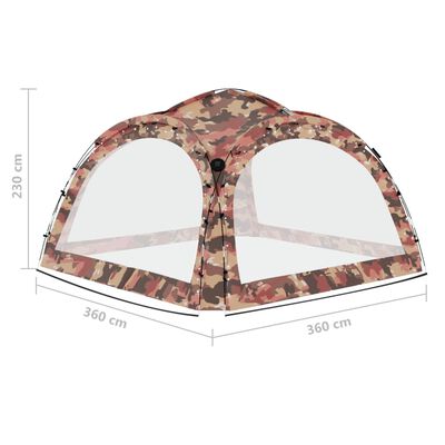vidaXL Tente de réception avec LED et 4 parois 3,6x3,6x2,3m Camouflage