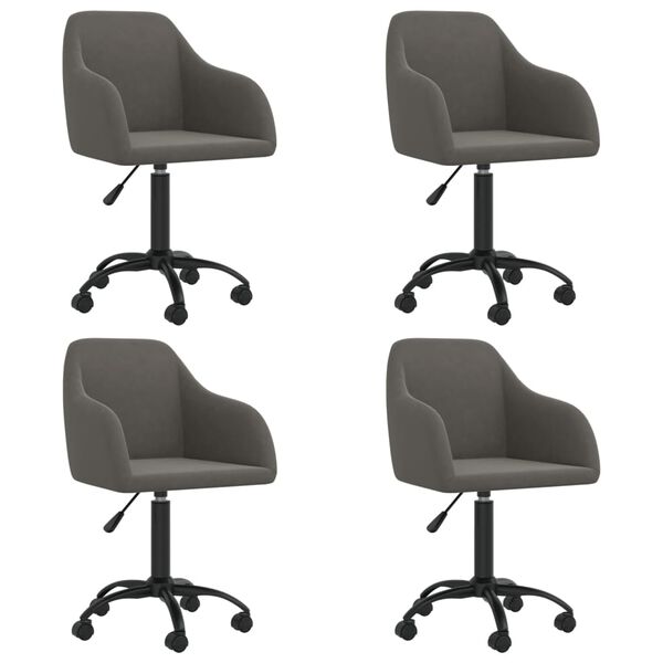 vidaXL Chaises pivotantes &agrave; manger lot de 4 gris fonc&eacute; velours