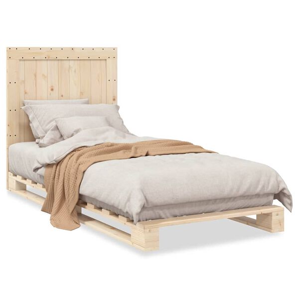 vidaXL Cadre de lit sans matelas avec t&ecirc;te de lit 90x200cm bois massif