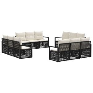 vidaXL Ensemble de canap&eacute; de jardin 12 pc 12 place Noir polyrotin