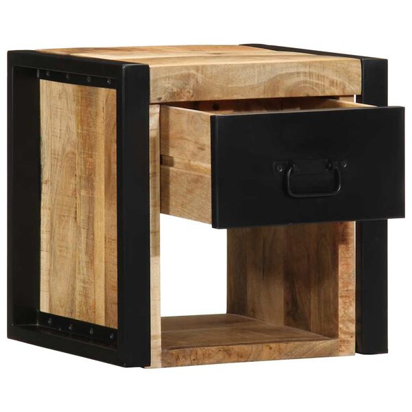 vidaXL Table de chevet 40x35x40 cm bois brut massif de manguier