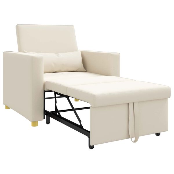 vidaXL Canap&eacute;-lit escamotable simple Blanc cr&egrave;me 90 x 165 x 87 cm