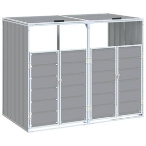 vidaXL Rangement &agrave; roulettes pour poubelles pour deux bacs gris acier
