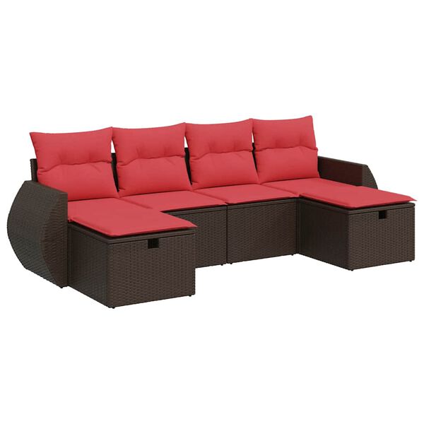 vidaXL Salon de jardin avec coussins 6 pcs marron résine tressée