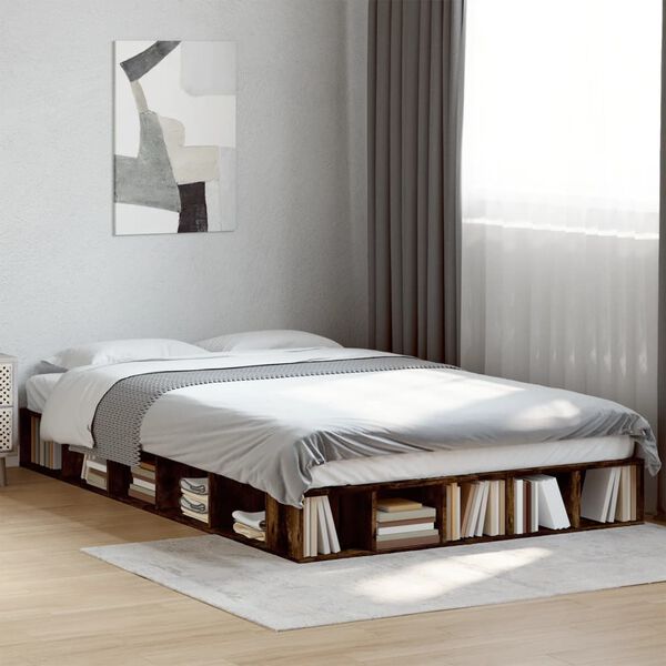 vidaXL Cadre de lit sans matelas ch&ecirc;ne fum&eacute; 120x200 cm