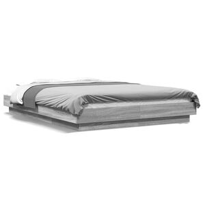 vidaXL Cadre de lit sans matelas sonoma gris 135x190 cm
