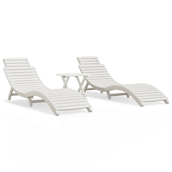 vidaXL Chaises longues lot de 2 avec table blanc bois massif d'acacia