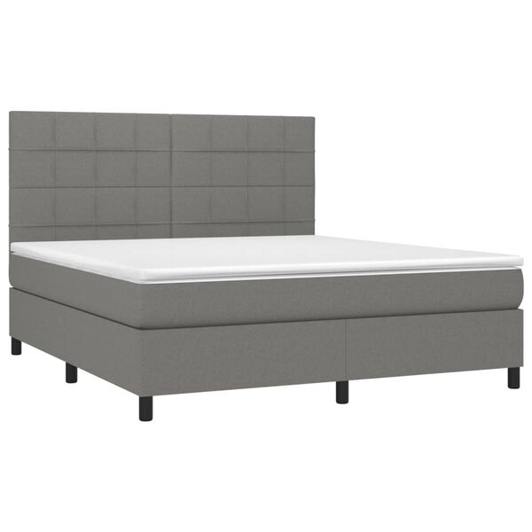 vidaXL Sommier &agrave; lattes de lit avec matelas Gris fonc&eacute; 160x200cm Tissu