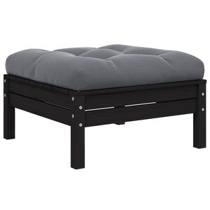 vidaXL Repose-pied de jardin avec coussin anthracite Bois de pin Noir