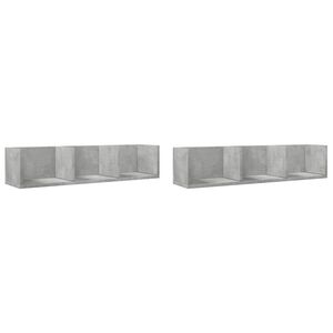 vidaXL Armoires murales 2pcs gris b&eacute;ton 75x18x16,5cm bois d'ing&eacute;nierie