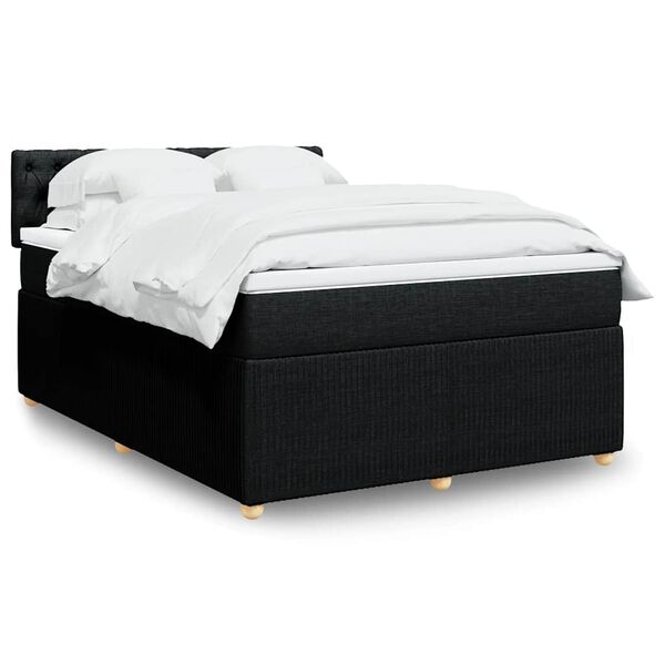 vidaXL Sommier &agrave; lattes de lit avec matelas Noir 140x200 cm Tissu
