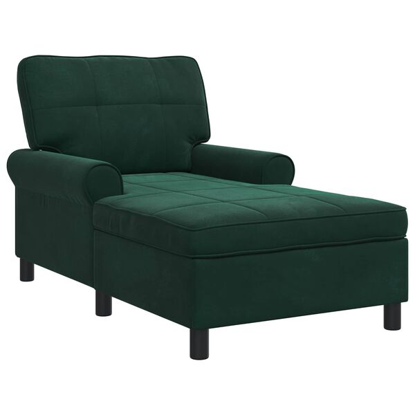 vidaXL Chaise longue avec coussin Vert fonc&eacute; 91 x 157 x 91 cm Velours