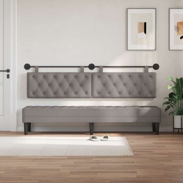 vidaXL T&ecirc;te de lit suspendue Montage mural Taupe 210 x 55 x 7 cm tissu