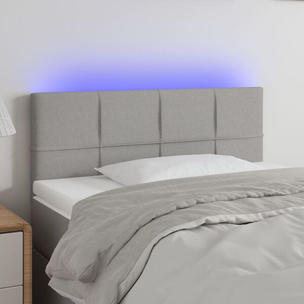 vidaXL T&ecirc;te de lit &agrave; LED Gris clair 80x5x78/88 cm Tissu