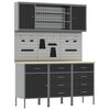 vidaXL Placard de travail 7 pcs Noir Bois d'ing&eacute;nierie et acier