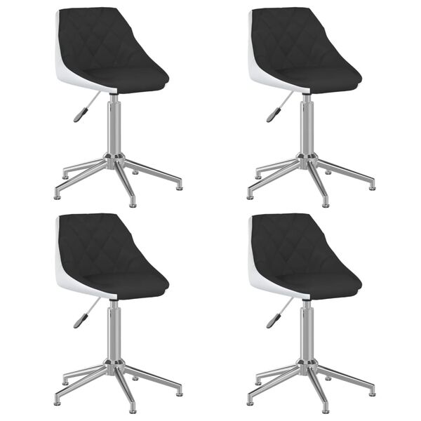 vidaXL Chaises &agrave; manger pivotantes lot de 4 noir et blanc similicuir