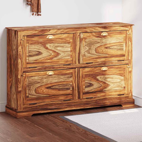 vidaXL Armoire &agrave; chaussures 140 x 35 x 90 cm Bois massif de Sesham