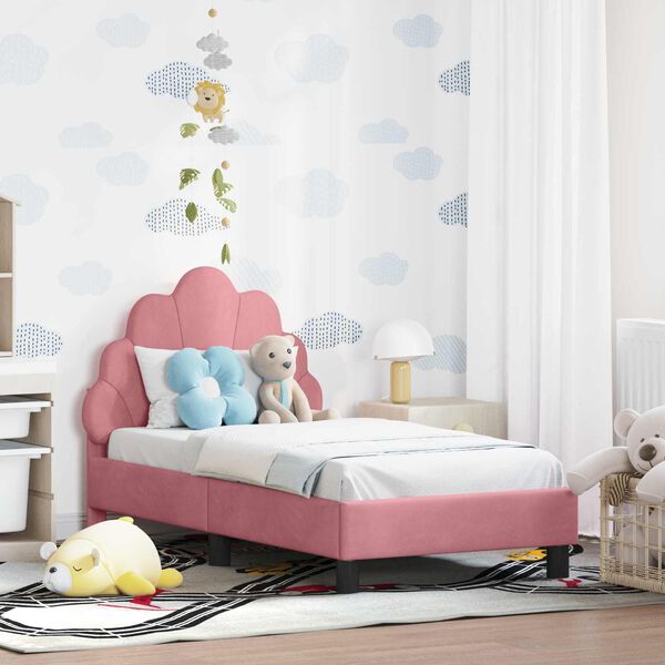 vidaXL Cadre de lit pour tout-petit avec tête de lit Rose 70 x 140 cm