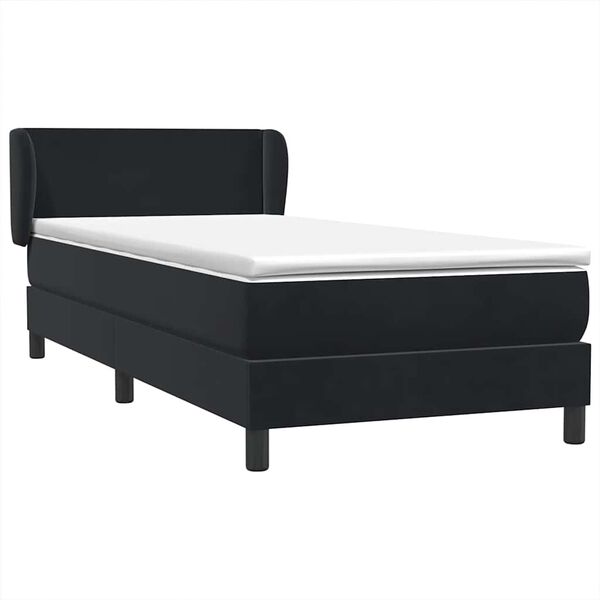 vidaXL Sommier &agrave; lattes de lit avec matelas noir 90x210 cm velours