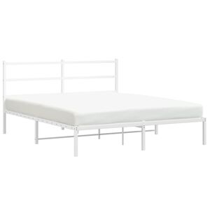 vidaXL Cadre de lit m&eacute;tal sans matelas et t&ecirc;te de lit blanc 160x200 cm