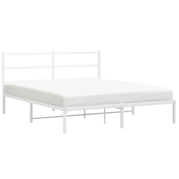 vidaXL Cadre de lit m&eacute;tal sans matelas et t&ecirc;te de lit blanc 160x200 cm