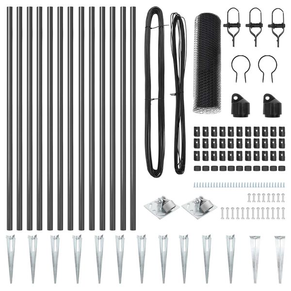 vidaXL Poteau de cl&ocirc;ture. Gris 25 x 0,4 m (maille de 13 mm)