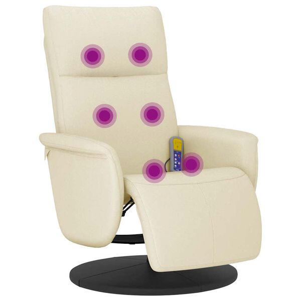 vidaXL Fauteuil inclinable de massage et repose-pieds cr&egrave;me similicuir