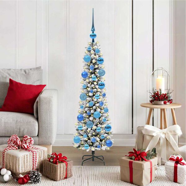 vidaXL Sapin de No&euml;l artificiel Blanc 120 cm PVC, m&eacute;tal et plastique