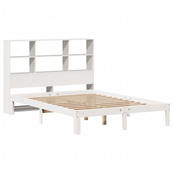 vidaXL Lit biblioth&egrave;que sans matelas blanc 120x190 cm bois pin massif