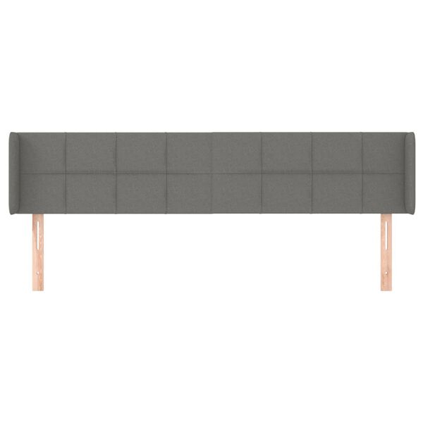 vidaXL T&ecirc;te de lit avec oreilles Gris fonc&eacute; 183x16x78/88 cm Tissu