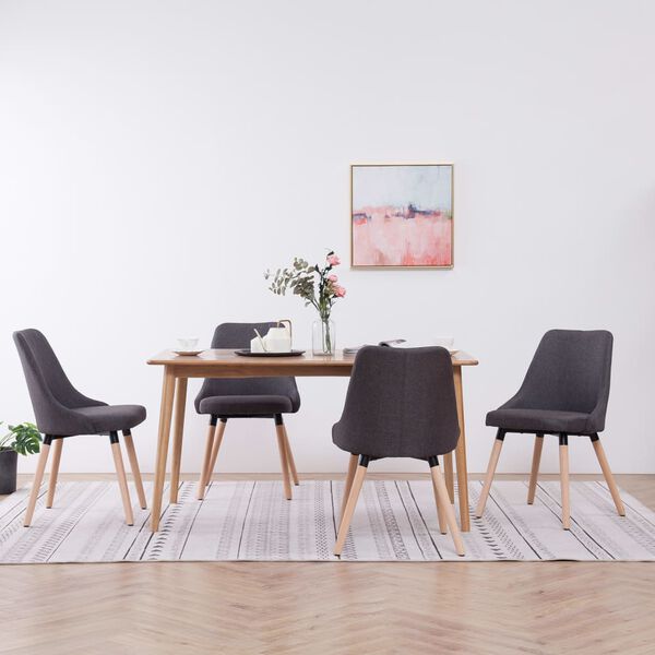 vidaXL Chaises &agrave; manger lot de 4 gris fonc&eacute; tissu