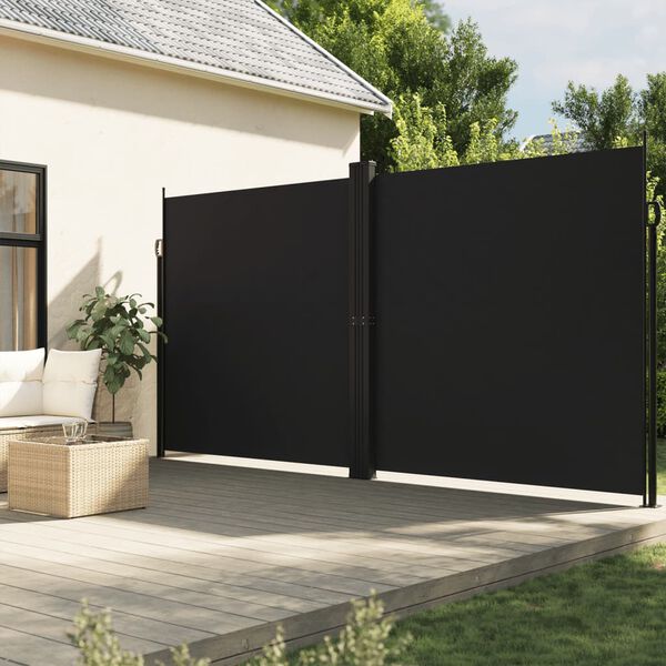 vidaXL Auvent lat&eacute;ral r&eacute;tractable noir 200x600 cm