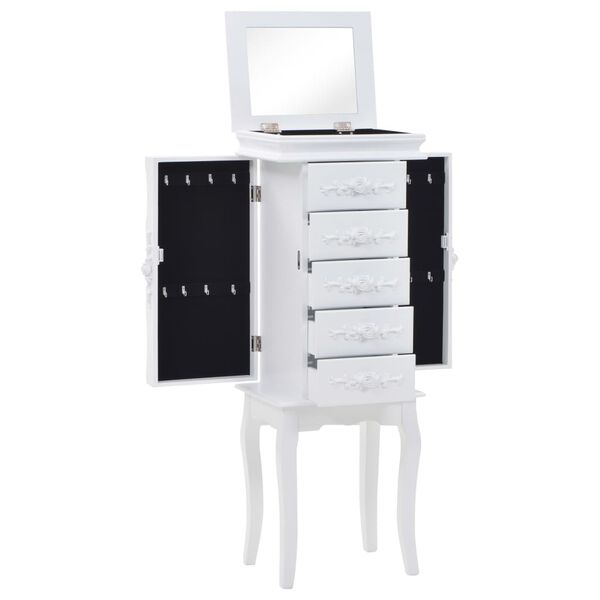 vidaXL Armoire &agrave; bijoux sur pieds Blanc