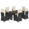 vidaXL Ensemble à manger de jardin coussins 7pcs Noir Résine tressée