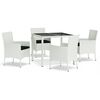 vidaXL Ensemble &agrave; manger de jardin et coussins 5 pcs blanc poly rotin