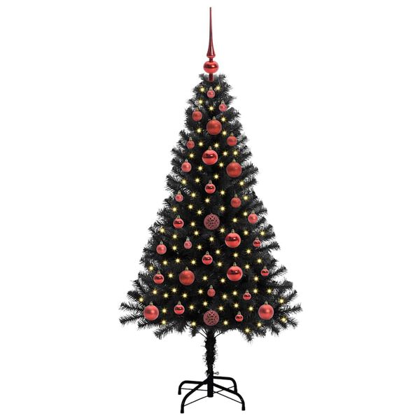 vidaXL Sapin de Noël avec 150 LED avec support Noir 120 cm PVC