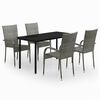 vidaXL Ensemble &agrave; manger de jardin 5 pcs Gris et noir