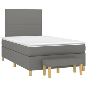 vidaXL Sommier &agrave; lattes de lit avec matelas gris fonc&eacute; 120x190cm tissu