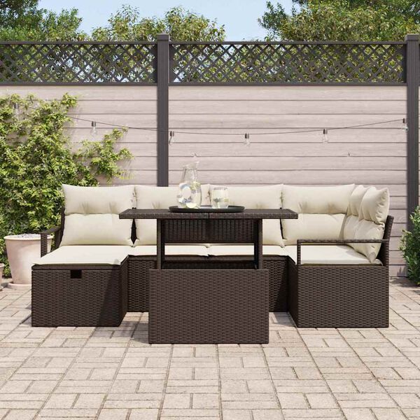 vidaXL Ensemble de canapé de jardin 7 pcs Marron Poly rotin